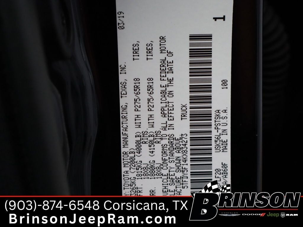 2019 Toyota Tundra SR5 5.7L V8