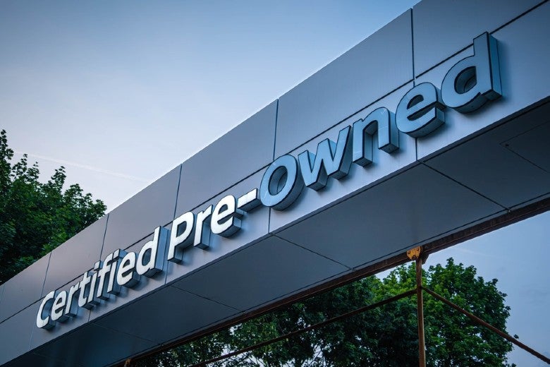 Certified pre-owned dealership sign